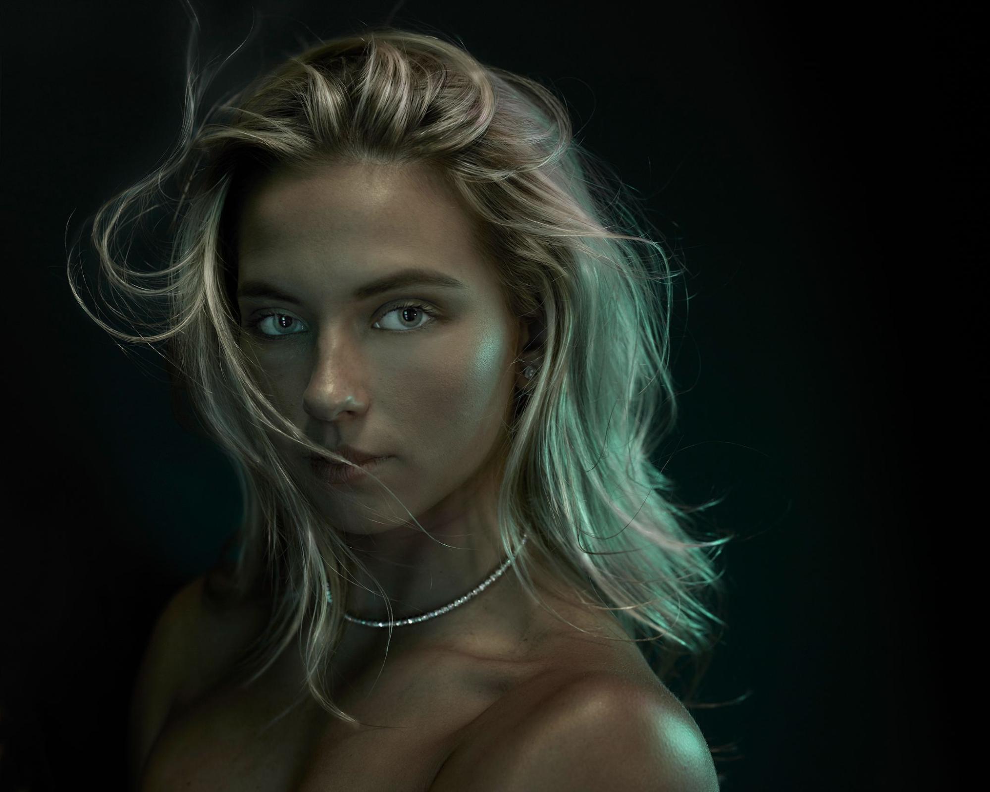 Full Face Portrait Of Blonde Woman Shot At F2.0